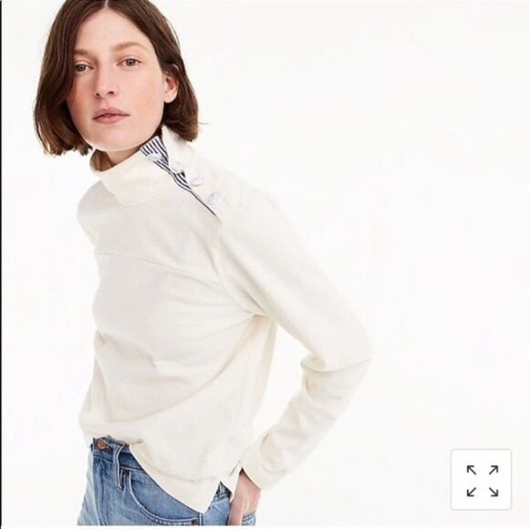 New J Crew Button-Shoulder Turtleneck Size small S White/Ivory - Picture 1 of 7